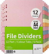 12 Tab Dividers for 3 Ring Binder - Colorful 12 Tab Binder Dividers for Easy Org