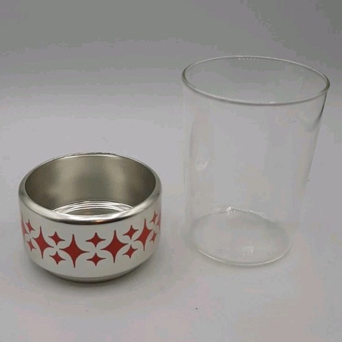 Vintage Tea Glass Cup Holders Set 6 W/ Metal Tray & Stir Sticks 1960's Atomic - Picture 6 of 9