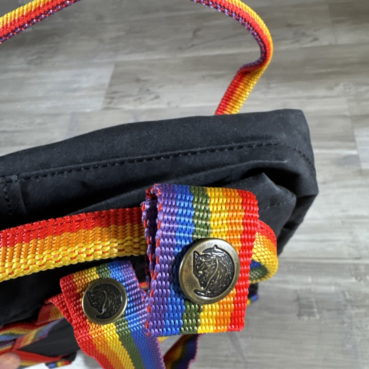 Fjallraven Kanken Rainbow Edition Backpack Black with Multi Color Straps 23620 Fjällräven Kånken Rainbow Sling | 68travel main image 3