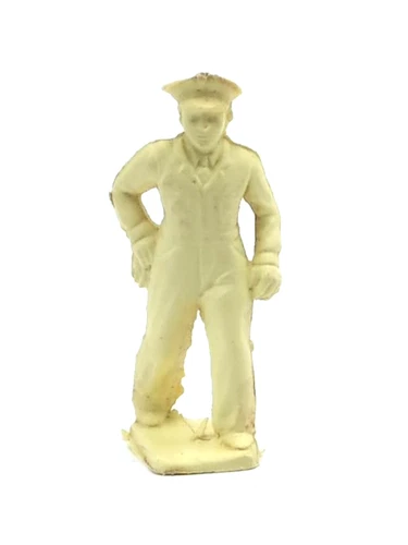 Cream Walking Gas Station Attendant with Rag Vintage Marx 41MM 1 5/8"