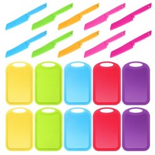20 Pcs Plastic Knife Set with Cutting Board Knife Tools, Including 10 Safe Kn...