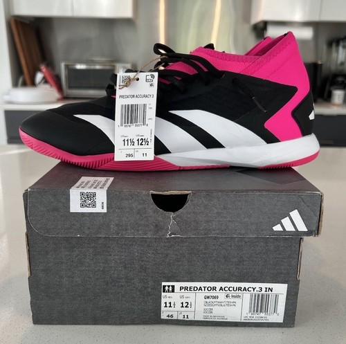 Adidas Predator Accuracy .3 Indoor Soccer Shoes Black Pink White GW7069 Sz 11.5