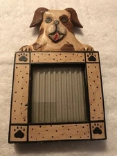 Dog Smiling Big Above A Vintage Picture Frame. Display Your Favorite Fur Baby!