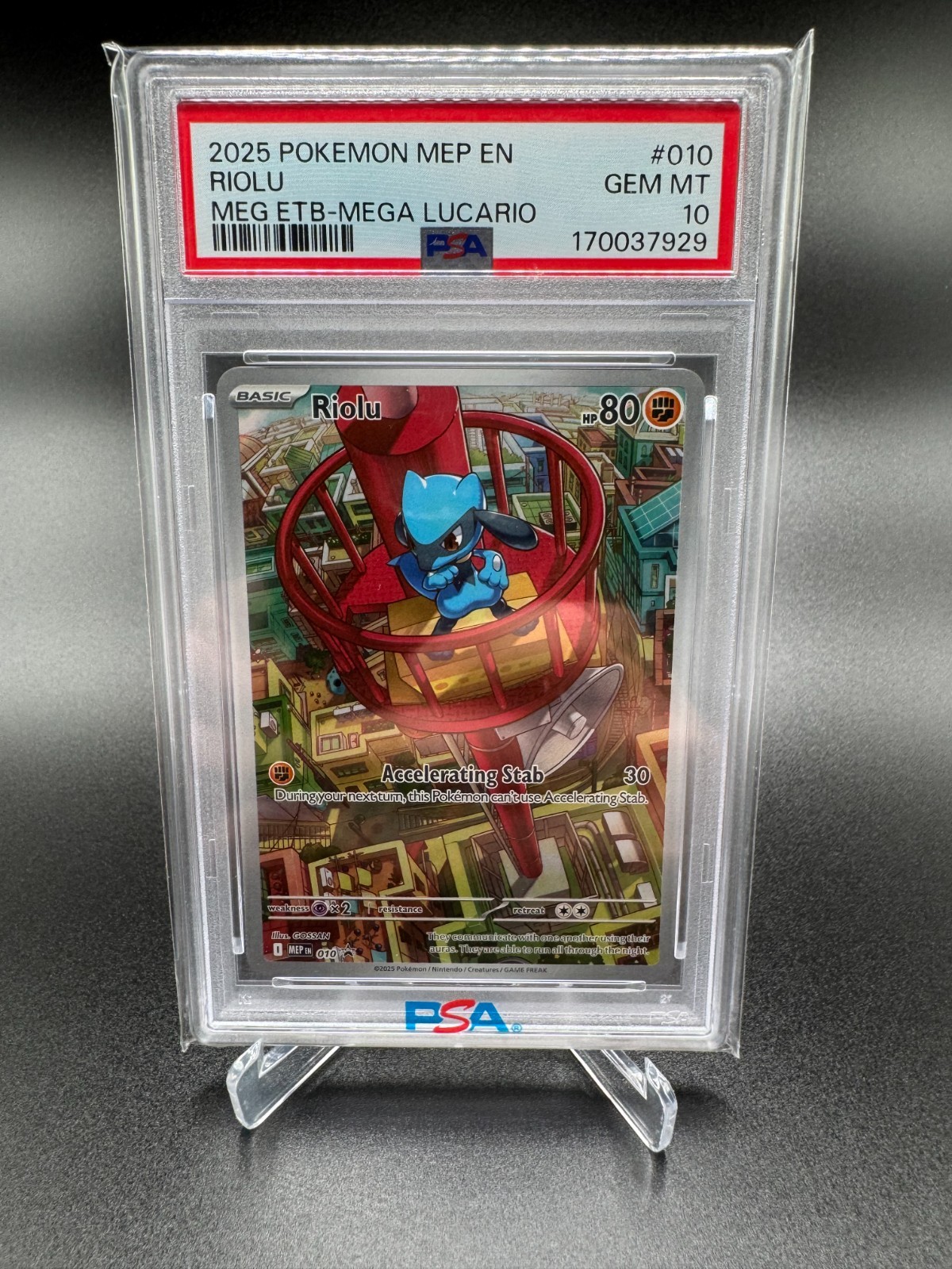 PSA 10 GEM MINT RIOLU 010 ETB Black Star Promo Pokemon Mega Evolution