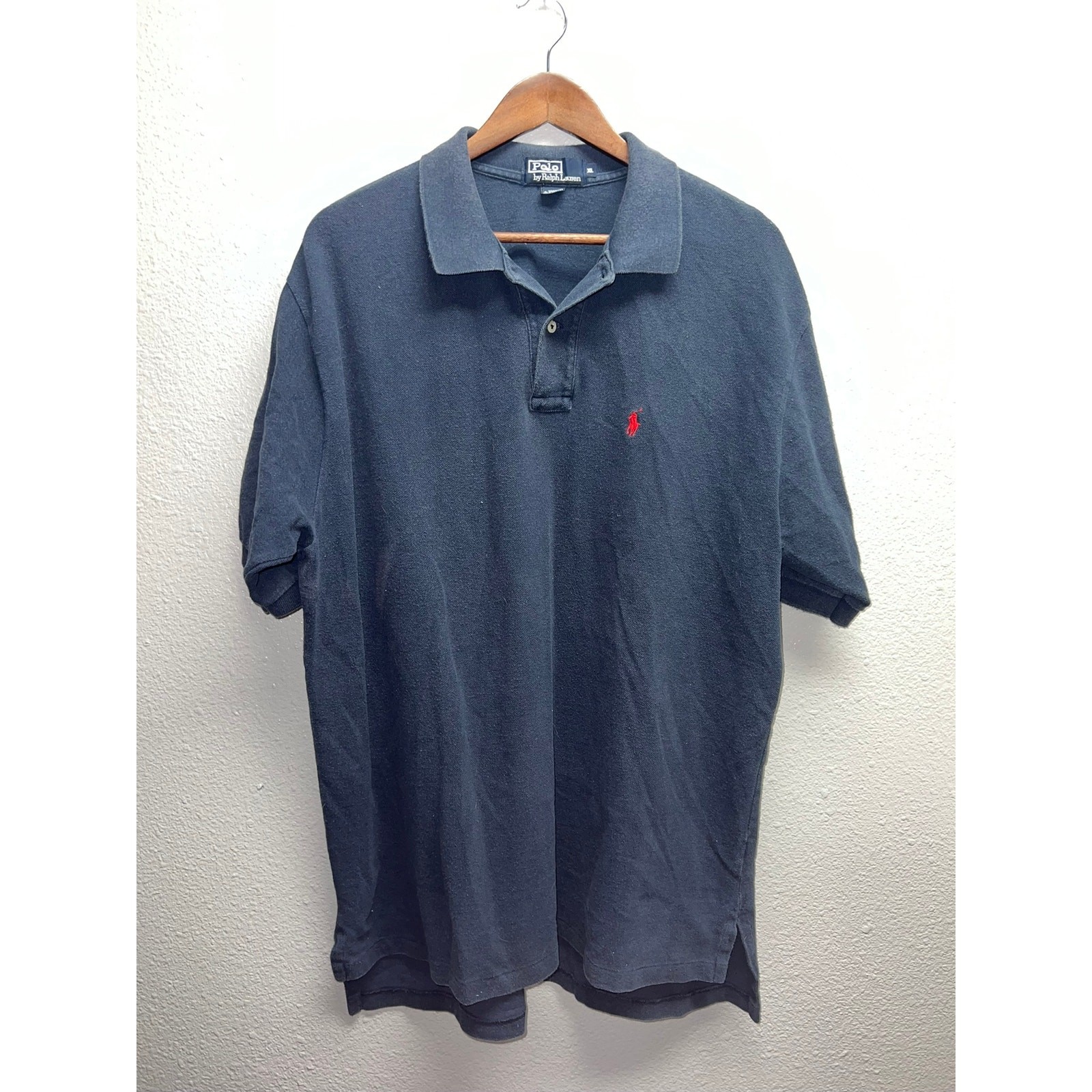 Polo Ralph Lauren nera polo manica corta rosso pony cotone PRL uomo XL
