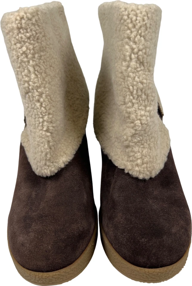 Michael Kors Women’s Brown Suede Sherpa Wedge Booties - 9.5 - Image 2 of 4