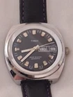 Timex Mens Viscount Mechanical Automatic Watch 1974 Vintage Silver, Works Great