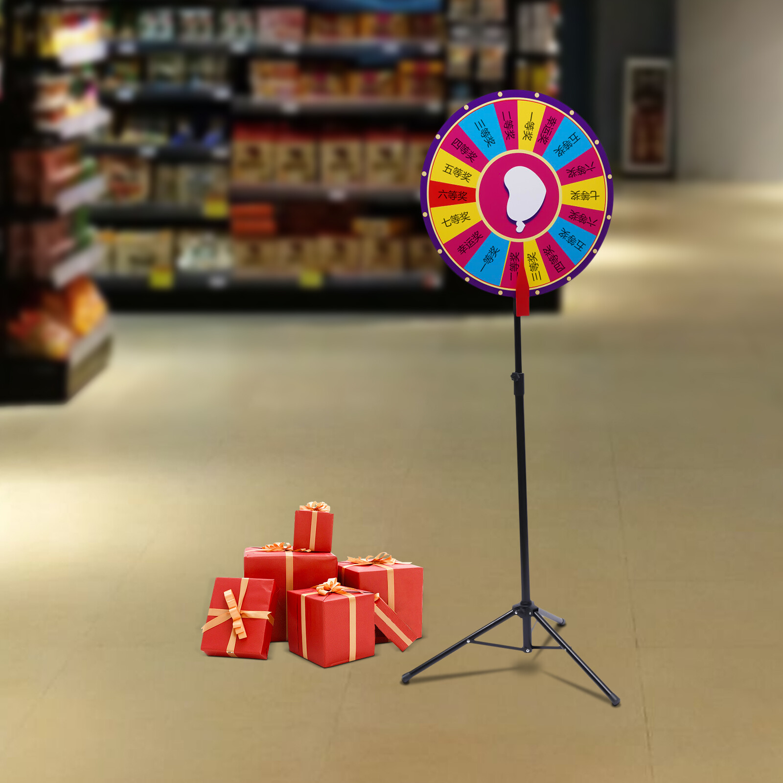 24" Einstellbar Glücksrad Editable 18Slot Raffle Wheel Karneval Prize