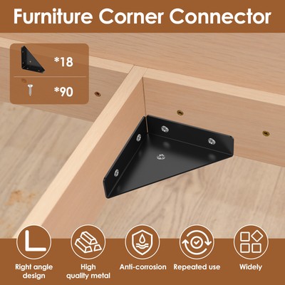 18Pcs Corner Brace Brackets 66mm x 66mm Cold Rolled Steel Corner Braces~`