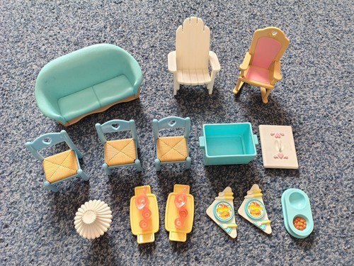 GRUPPE VON 13 LIEBEVOLLEN FAMILIEN FISHER PRICE 1990er MÖBEL DEKOR RUND GUT GEBRAUCHT CN
