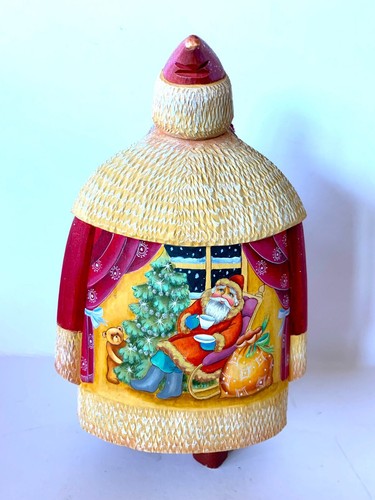 SANTA - DED MOROZ - FATHER FROST - HAND-CARVED & PAINTED WOODEN FIGURE - SIGNED - Picture 4 of 11