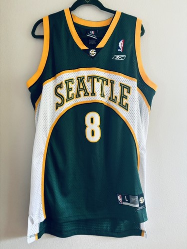 Camiseta deportiva de baloncesto grande de la NBA firmada por Luke Ridnour Seattle Supersonics Reebok - Imagen 2 de 8