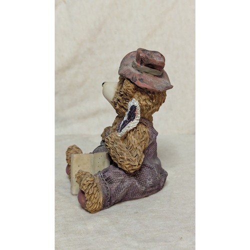 Vintage Resin Bear Figurine Overalls Hat Book Quill Statue Writer Traveler Decor - Picture 2 of 4
