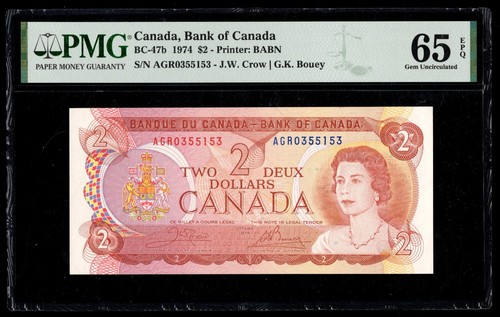 1974 $2 Bank Of Canada Two Dollar Note - BC-47b - PMG 65 EPQ Gem Uncirculated