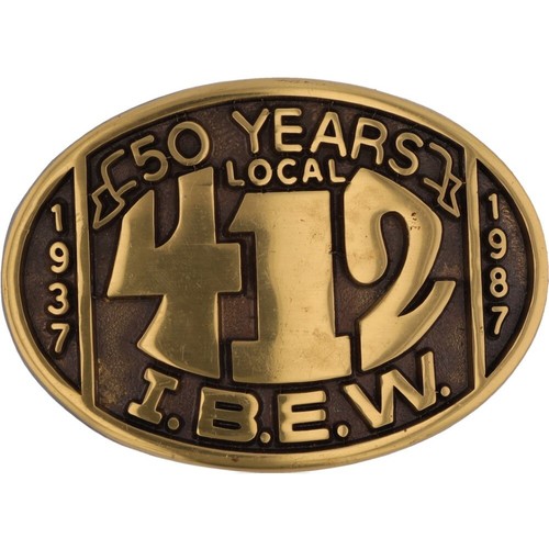 Brass Ibew International Brotherhood Electrical Worker Union Vtg Belt Buckle