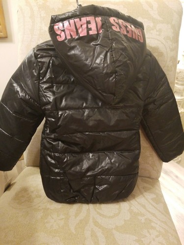 GUESS BLACK PUFFER COAT NWT 2T-4T TODDLER GIRLS FAUX FUR PINK $79.50 - Picture 5 of 10