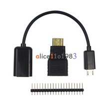 3 in 1 Raspberry Pi Zero Kit Mini HDMI to HDMI Adapter  Micro USB GPIO Header