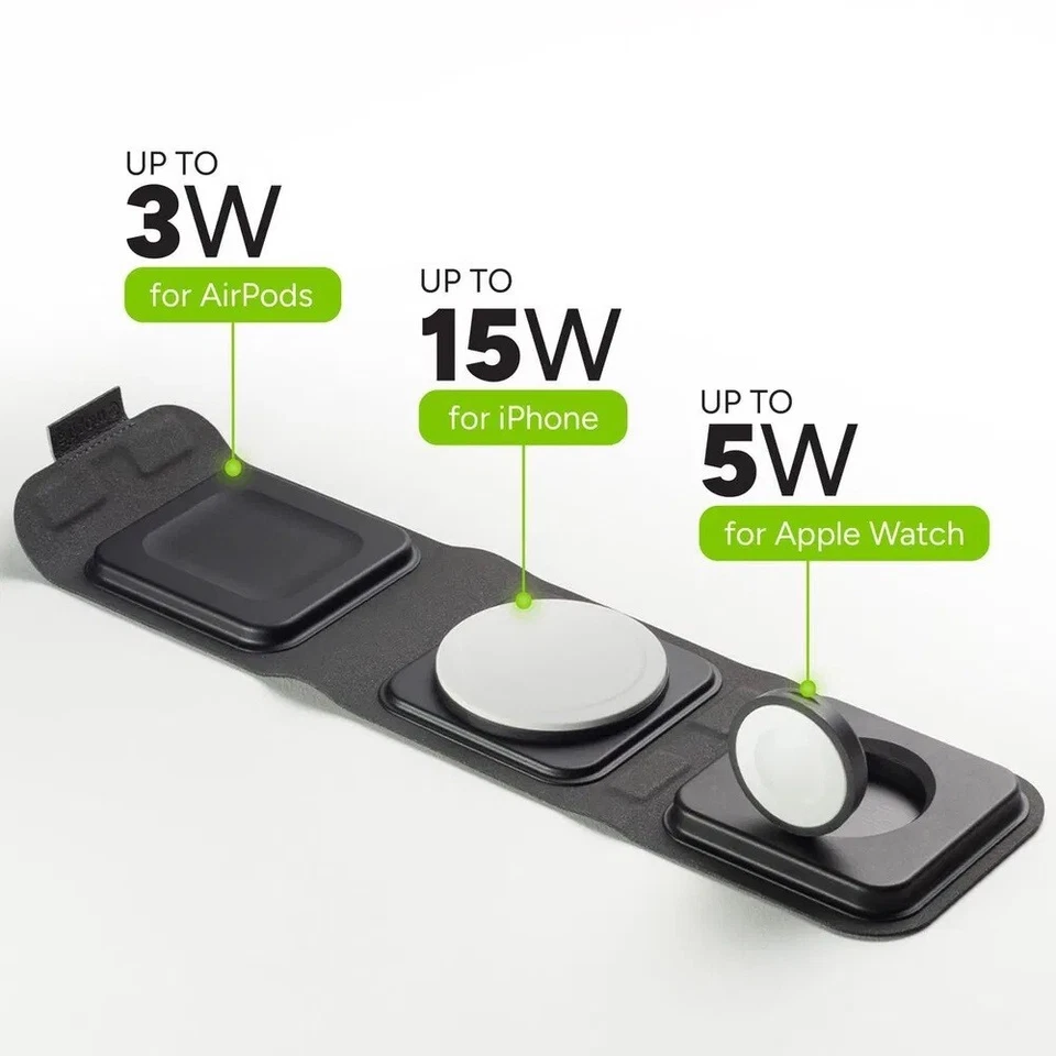 Mophie 3in1 Reiseladegerät mit MagSafe schwarz für Apple iPhone Watch - Bild 3 von 4