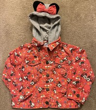 DISNEY Toddler Girls Red Denim Minnie Mouse Jacket With Hood And Ears Size 4