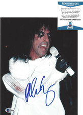 ALICE COOPER SIGNED 8x10 PHOTO ROCK SINGER SCHOOL'S OUT PROOF BECKETT COA BAS