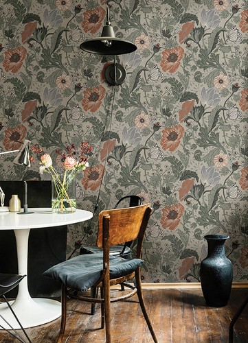 4080-33001 Anemone Gray Off White Floral Bohemian Non Woven Wallpaper - Picture 3 of 3