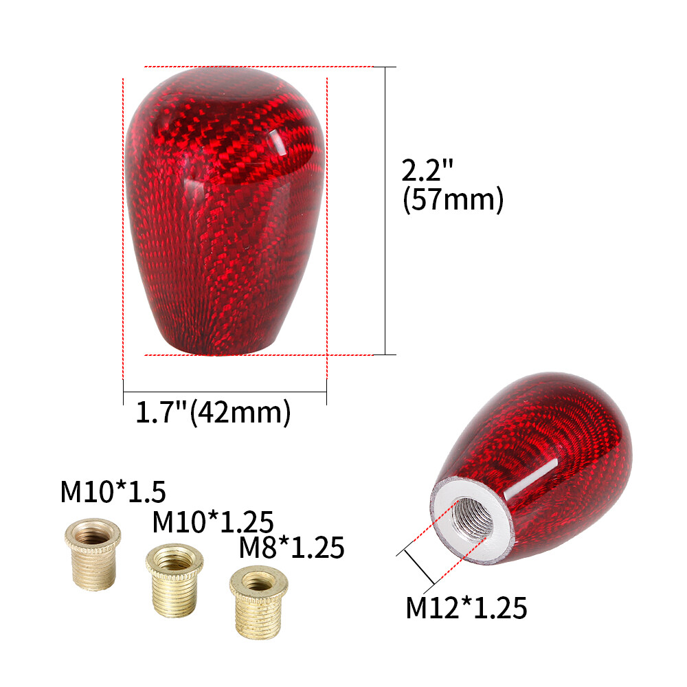 Universal Carbon Fiber Red Manual MT Car Gear Stick Shift Knob Lever Shifter