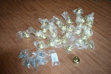 Lot Of 29 Polished Brass Finish 1 5/16" Diameter Knobs With Screws See Pix 