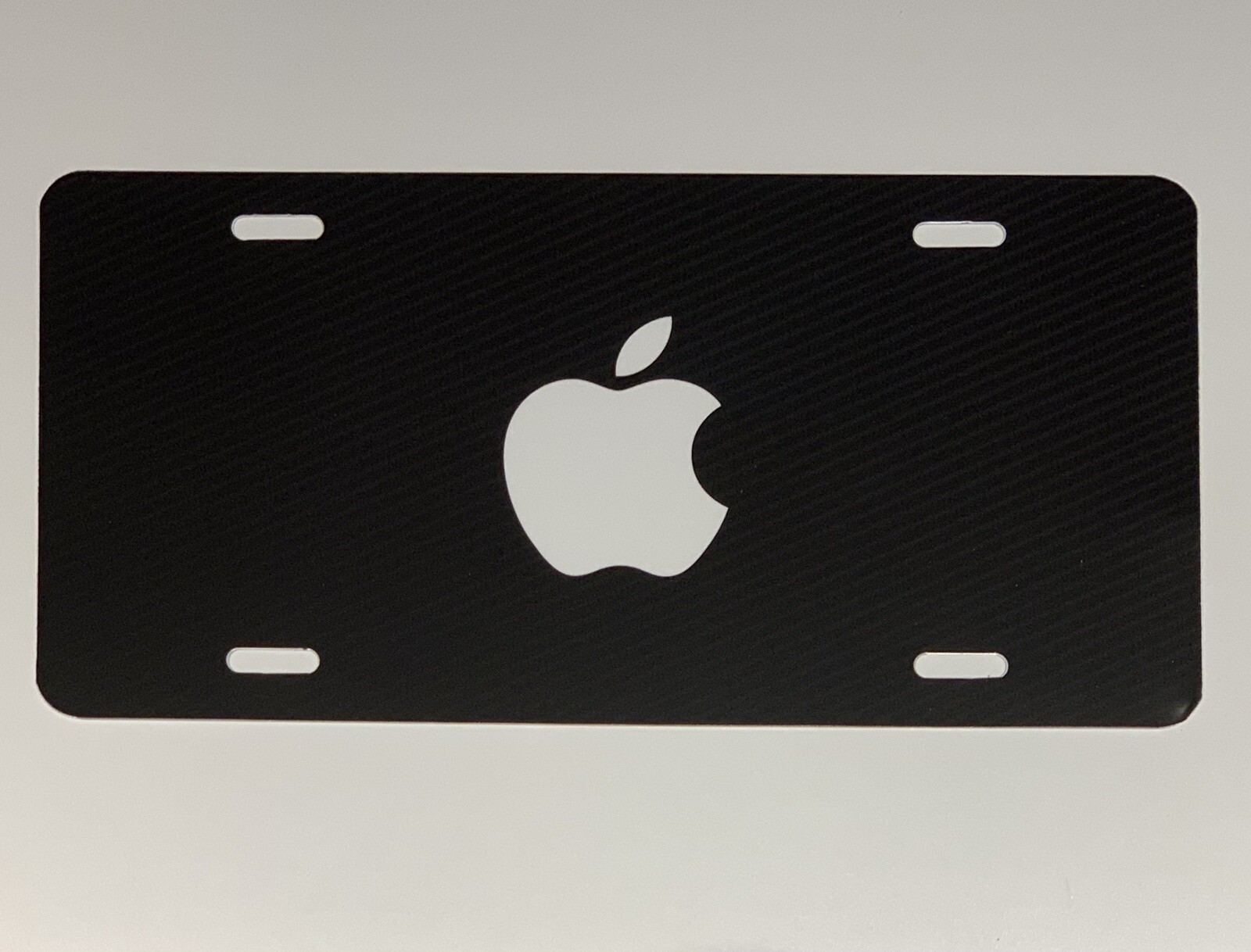 Simulated Carbon Fiber Apple Mac iPhone License Plate Auto Car Tag FREE SHIP