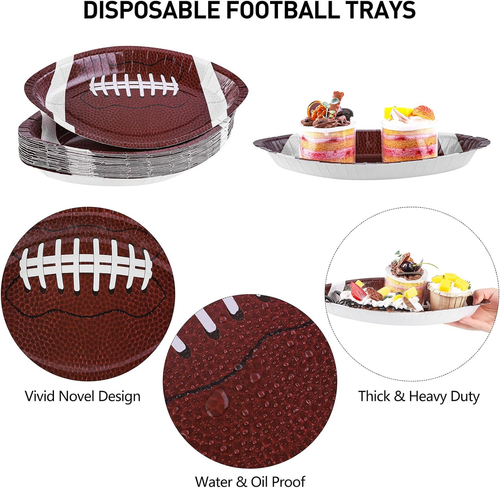 Durony 50 Pieces Football Paper Plates Disposable Football Shaped Plates Footbal - Picture 3 of 12