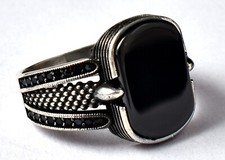925 Sterling Silver Handcrafted Black Onyx Gemstone Casual Wear Ring RS-1622