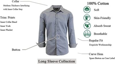 Men's Solid Slim-Fit Cotton Long Sleeve Dress Shirts ( S-2XL ) NWT Free  Shipping | eBay