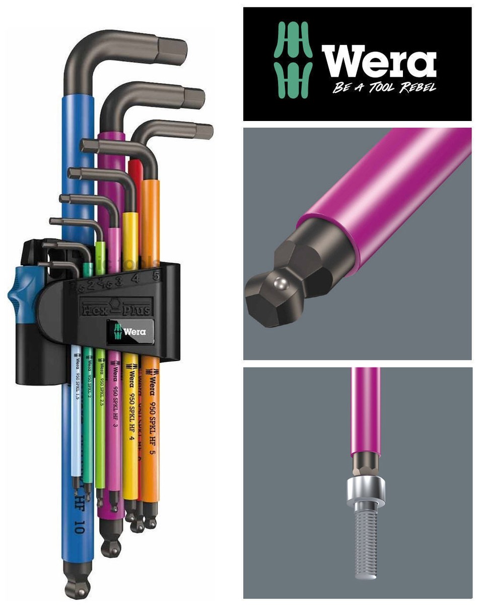 WERA HEX-PLUS  工具セット WERA HOLD FUNCTION Hex-Plus 9 Pce Multi Colour Ball-End Hex Allen