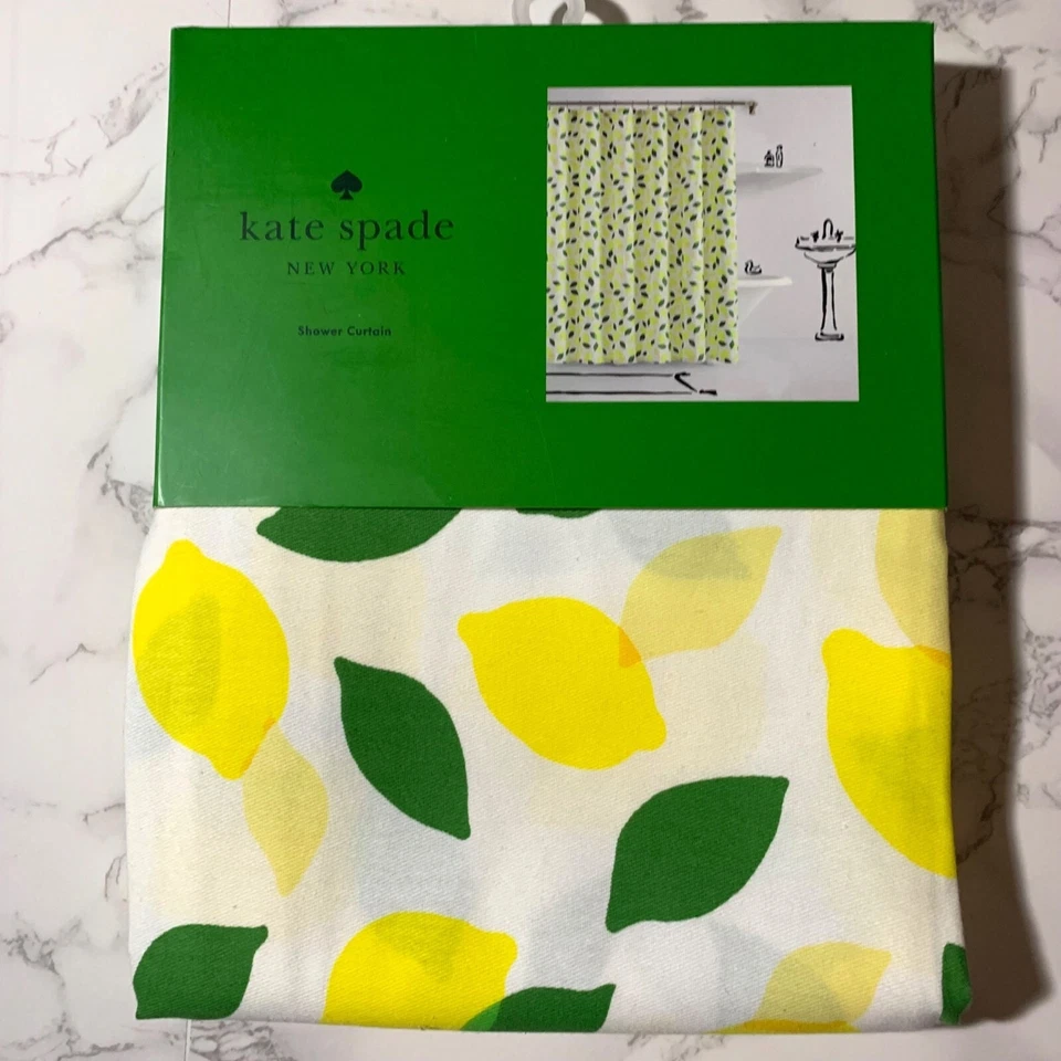 Cortina de ducha Kate Spade New York Lemon Toss 72"x72" amarillo verde lima primavera Foto 4 de 4