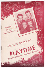 June Lockhart (Debut) "FOR LOVE OR MONEY" John Loder 1947 Boston Tryout Playbill