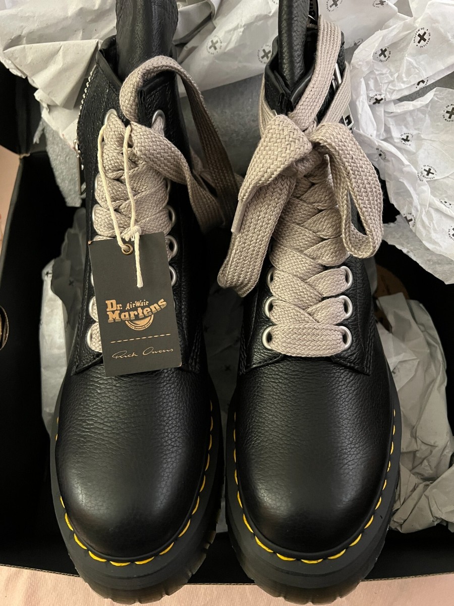 NEW RICK OWENS x Dr. Martens 1460 Jumbo lace Quad Sole Leather Boots Black US 8