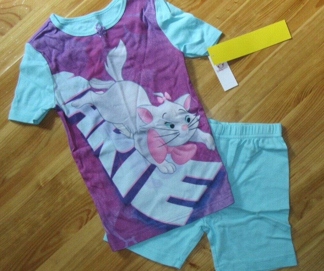 Marie Footed Pajamas Blue Disney Marie S/S PJ Top/Shorts Pajama's