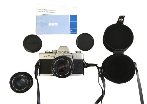 Minolta SRT-100 analoge Spiegelreflexkamera 35 mm mit CELTIC 28 mm und Rokkor 50 mm. H