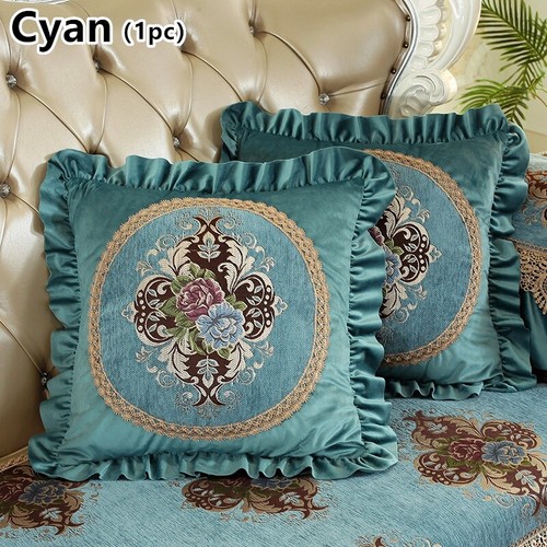 Blumen Jacquard Kissenhülle Samt Sofa Kissenbezug Rüschen Nur Abdeckung Retro - Bild 11 von 24
