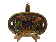 VTG Mexican Wooden Hand Painted Tray Wooden Trinket Tray