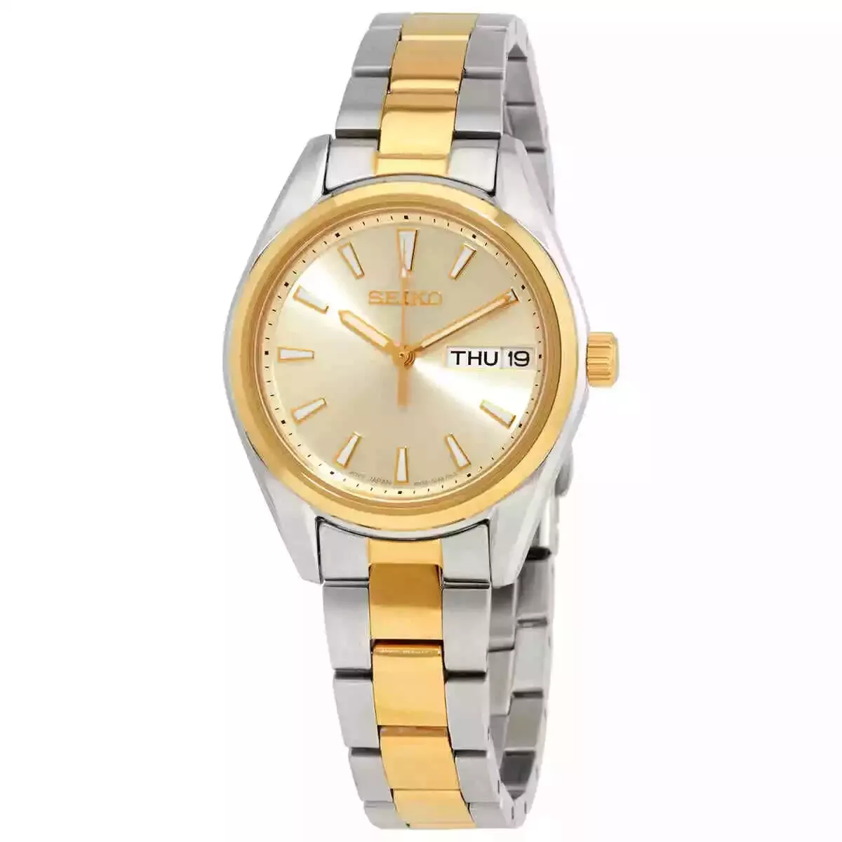 Seiko Ladies Quartz Gold Dial Two-tone Watch - SUR354P1 NEW