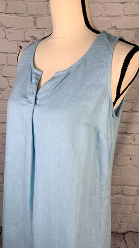 NEW Pure Jill Kantha Quilt Stitched Sleeveless 100% Linen Maxi Dress Blue XSp - Picture 11 of 22