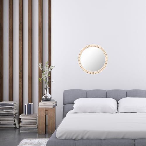 Boho Wandspiegel, 12 Zoll runder Holzperlen Hängespiegel, rustikal - Bild 7 von 7