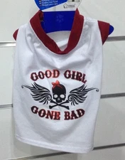 Tee T Shirt White Good Girl gone Bad Back Size L 30cm Clothing New for CHIEN