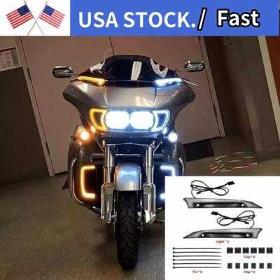 Windshield Vent LED Turn Signal Lights Set For Harley FLTRX Road Glide 2015-2024