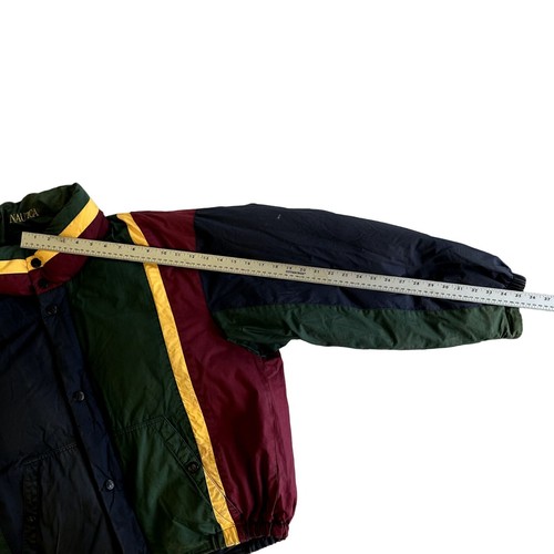 Vtg 90's Nautica COLORBLOCK Hooded Reversible DOWN Distressed PUFFER SKI Jacket - Picture 8 of 21