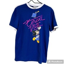 Vintage Disney Parks Mickey Mouse Grad Graduation Nite Night Shirt Sz SM Blue