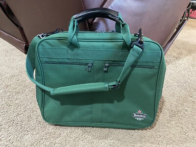Heineken Logo Laptop Messenger Travel Bag Green Lots Pockets Long