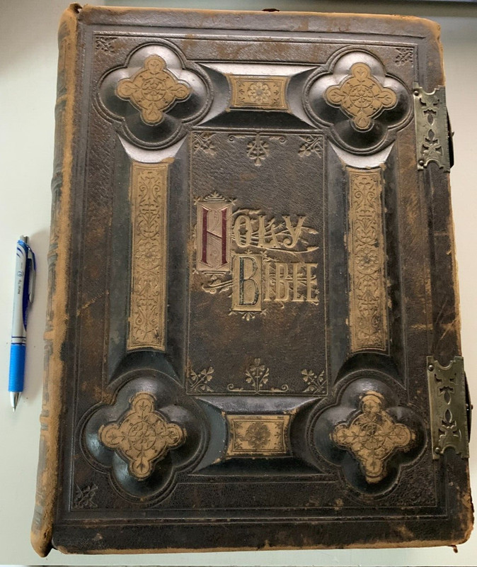 Antique Rare Leather 1800s Family Holy Bible By Rev. Robert Jamieson, D.D.