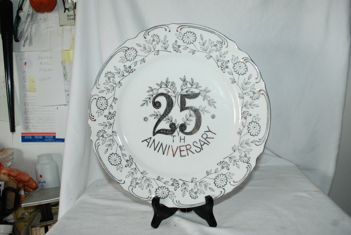 Norcrest Fine China Silver Anniversary Plate 25th Anniversary