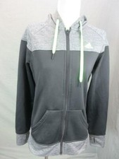 ADIDAS SIZE S WOMENS GRAY ATHLETIC CLIMAWARM FLEECE LINED HOODED JACKET T227